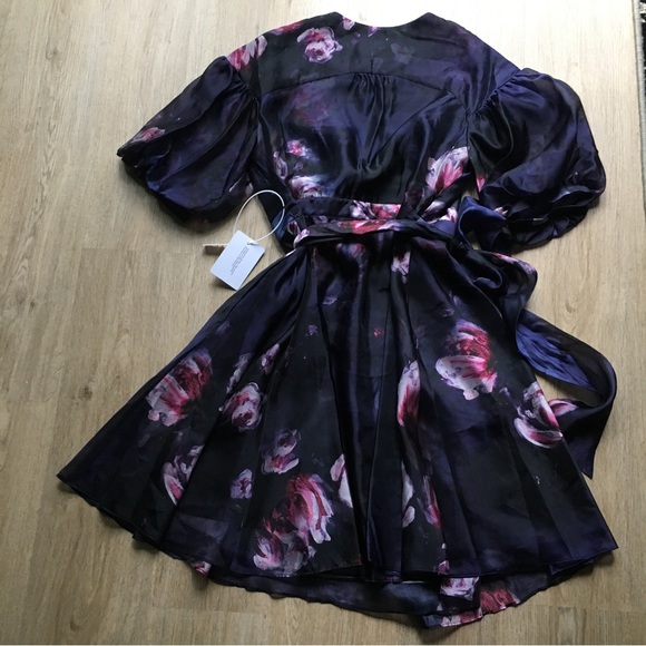 NWT Marchesa Notte Floral Cocktail Wrap Dress - Picture 12 of 16